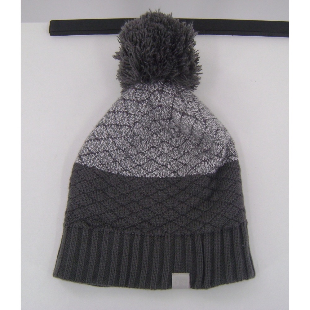 Under Armour Gray Colorblock Pom Pom Beanie Hat One Size ColdGear Winter‎ Knit